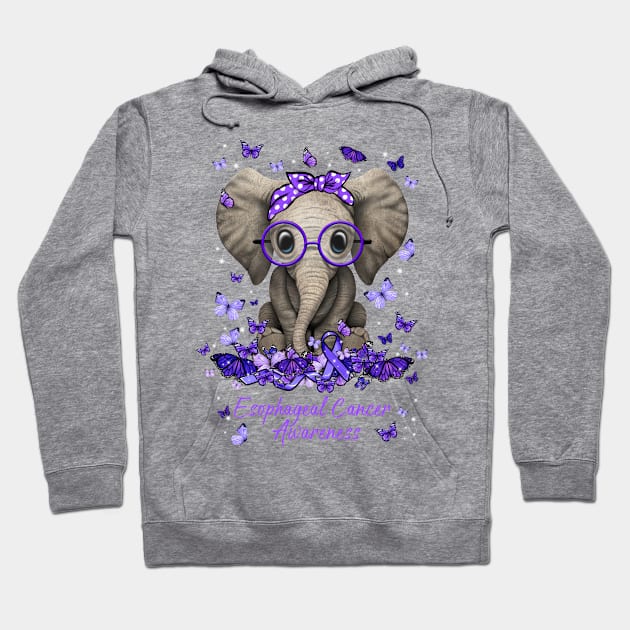 Esophageal Cancer Awareness Ribbon Elephant Hoodie by osami